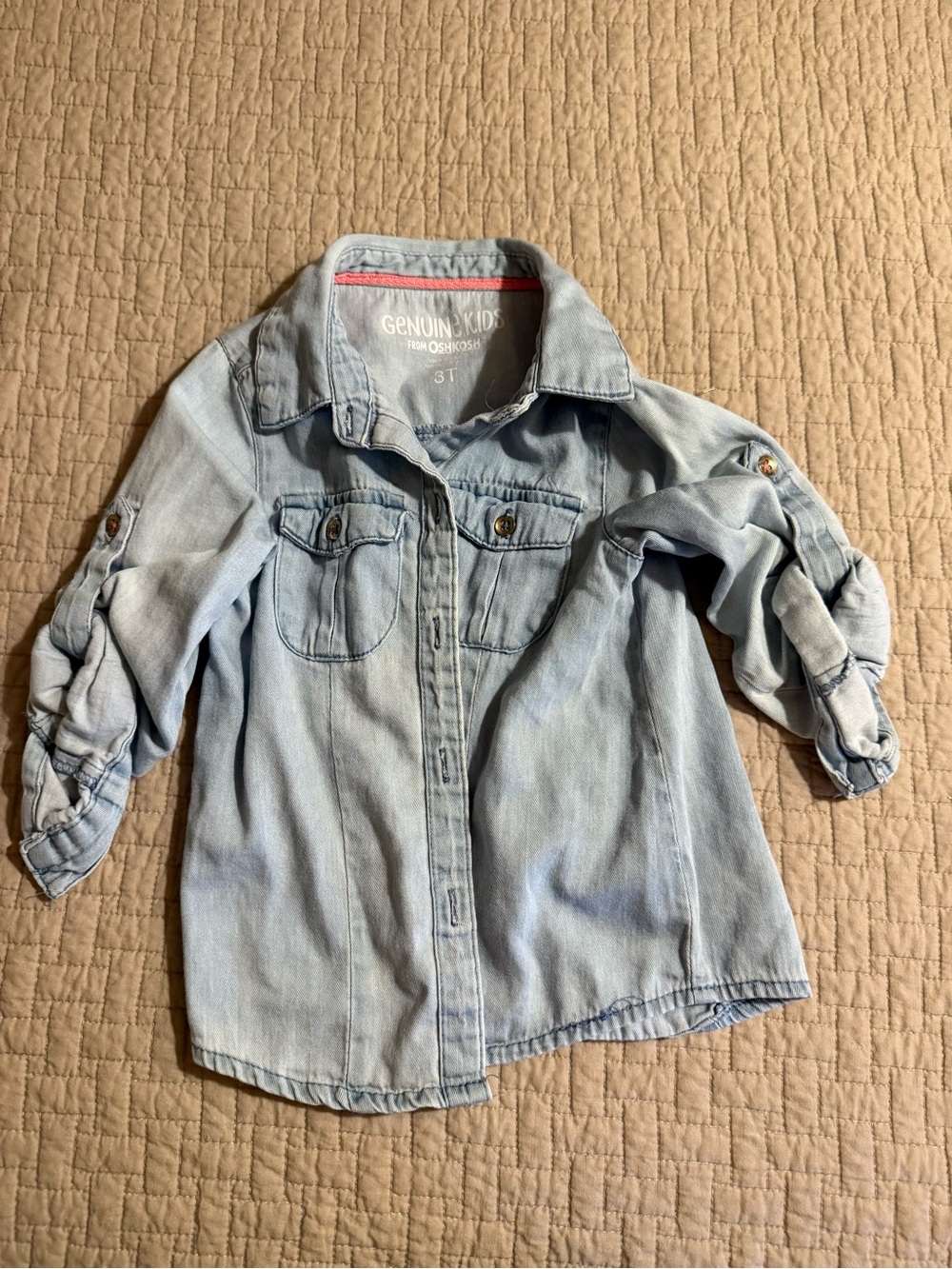 Genuine Kids Light Wash Denim Shirt Jacket - 3T